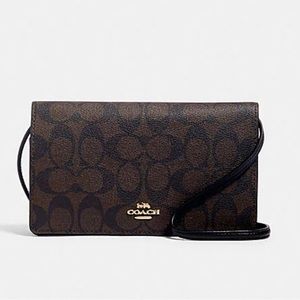 Anna Foldover Clutch Crossbody In Blocked Signature Leather